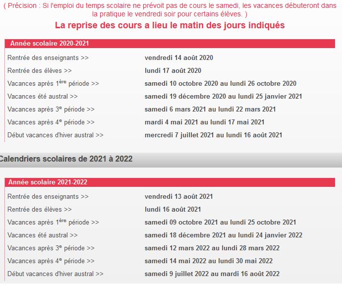 Calendrier scolaire 2022-2025